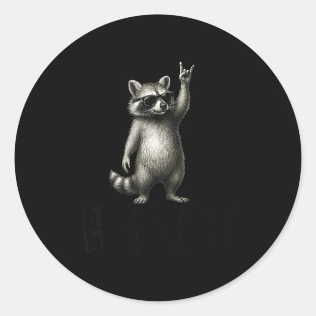 Pegatina Redonda Shades Trash DJ Rock Raccoon Panda (Anverso)