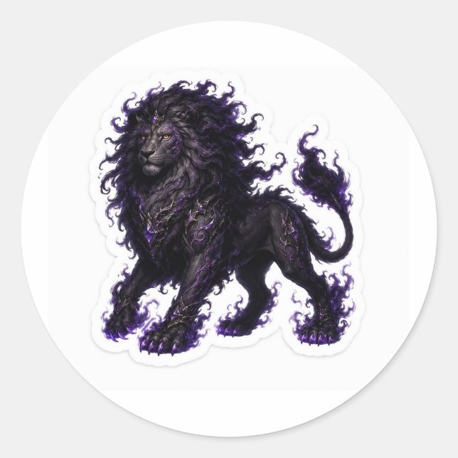 Pegatina Redonda Shadow Lion Sticker (Anverso)