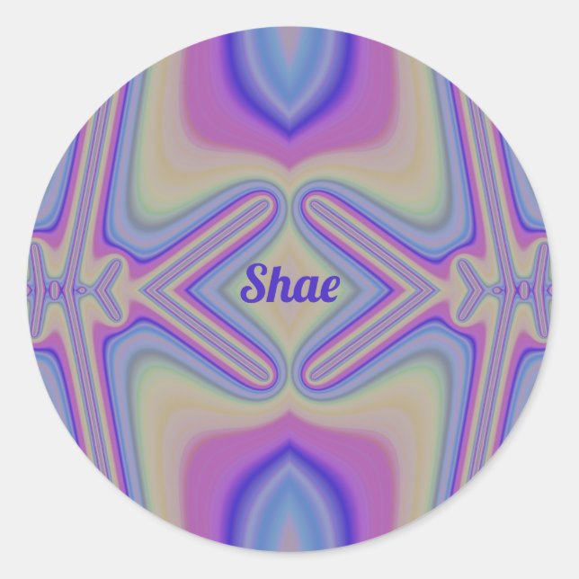 Pegatina Redonda SHAE ~ Pastel Shades Fractal ~ Personalizado (Anverso)