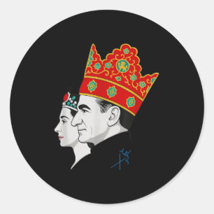 Pegatina Redonda Shah y farah pahlavi javid shah 