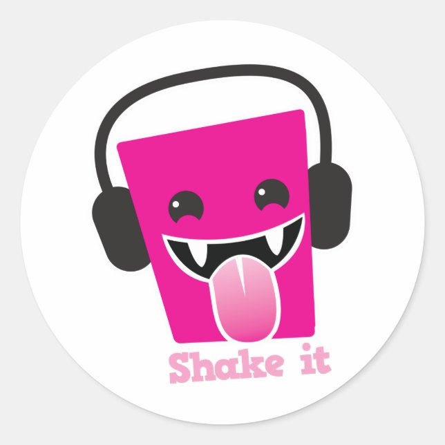 Pegatina Redonda Shake it kawaii DJ (Anverso)