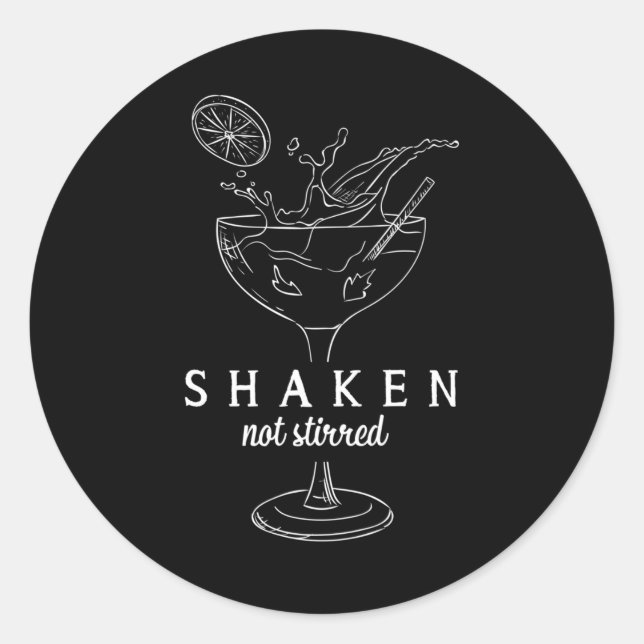 Pegatina Redonda Shaken Martinis Bebe Alcohol Funny Bartender (Anverso)