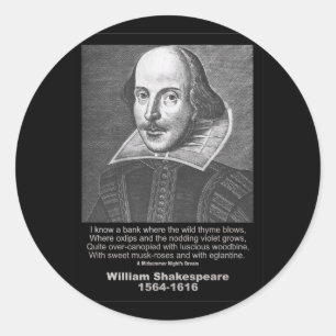 Pegatina Redonda Shakespeare cita el sueño de la noche de verano