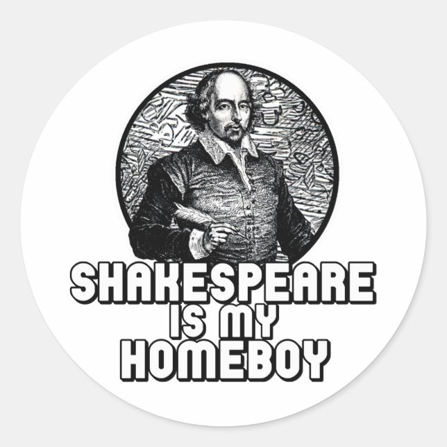 Pegatina Redonda Shakespeare es mi hogar (Anverso)