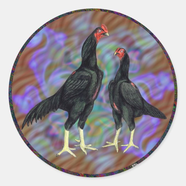 Pegatina Redonda Shamo: Par negro (Anverso)