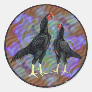 Pegatina Redonda Shamo: Par negro