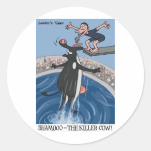 Pegatina Redonda Shamooo Graciosos Regalos De Vacas Y Coleccionable