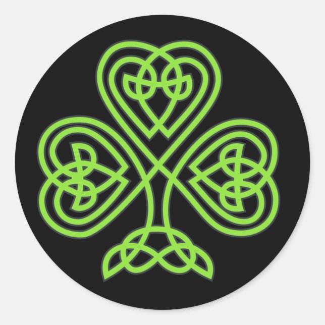 Pegatina Redonda Shamrock celta (Anverso)