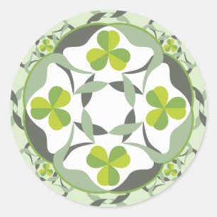 Pegatina Redonda Shamrock Celtic Inspired Pattern St. Patrick's Day