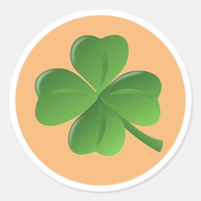 Pegatina Redonda Shamrock con antecedentes Naranjas irlandés (Anverso)