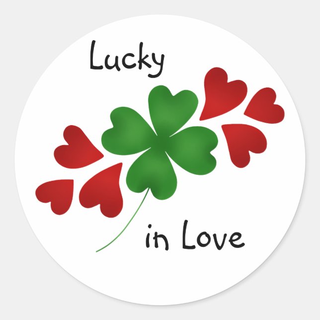 Pegatina Redonda Shamrock con corazones (Anverso)