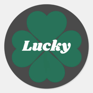 Pegatina Redonda Shamrock de St. Patty   trébol verde con suerte