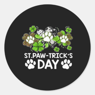 Pegatina Redonda Shamrock Dog Clovers St. Paw Trick's Day St Patric