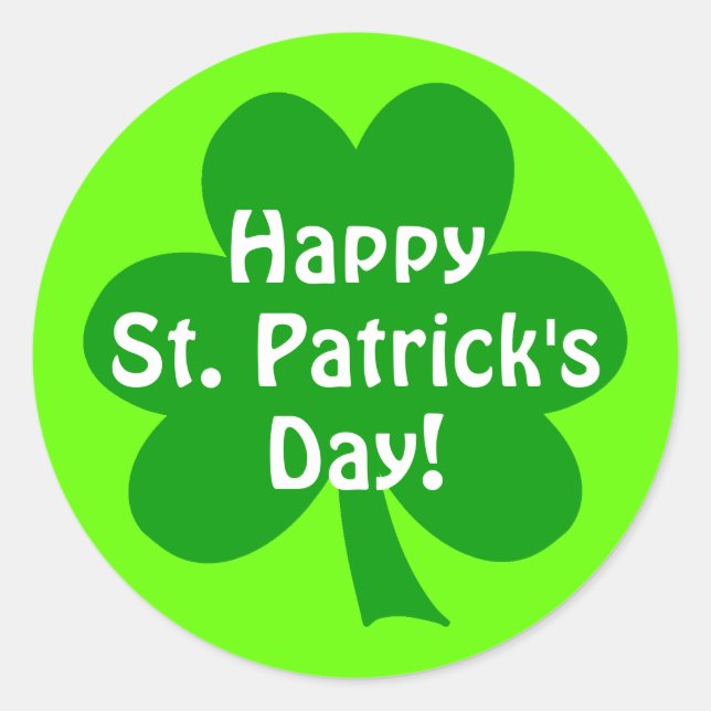 Pegatina Redonda Shamrock Happy St. Patrick's Day (Anverso)