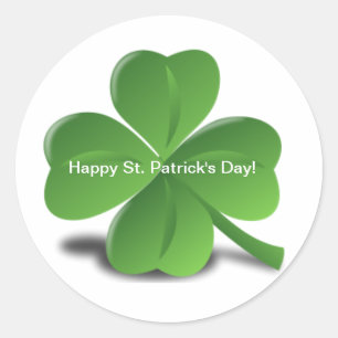 Pegatina Redonda Shamrock Happy St Patricks Day Simple Clover