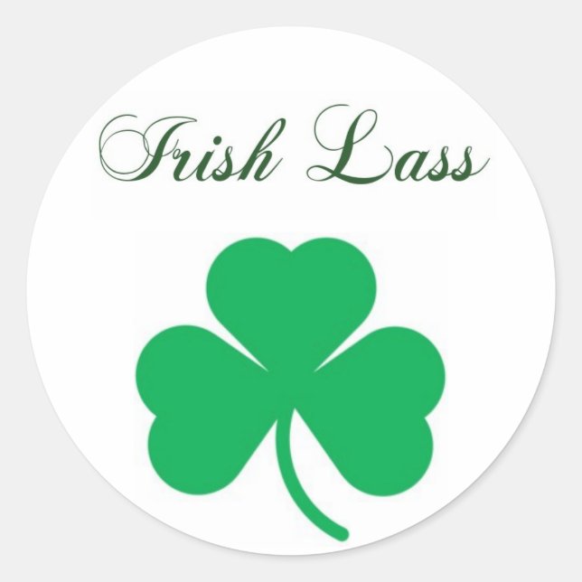 Pegatina Redonda shamrock-Irish Lass (Anverso)
