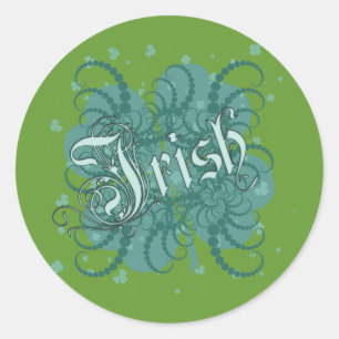 Pegatina Redonda Shamrock irlandés