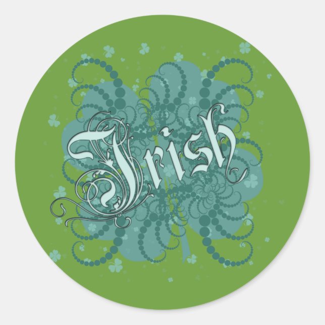 Pegatina Redonda Shamrock irlandés (Anverso)