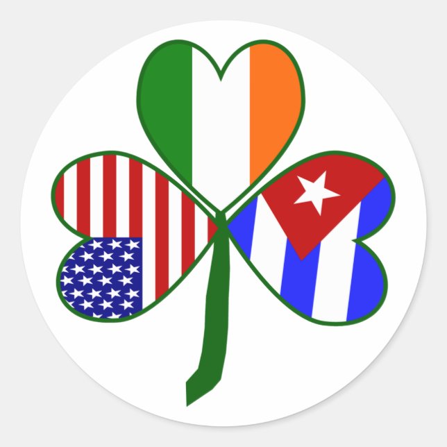 Pegatina Redonda Shamrock irlandés cubano (Anverso)