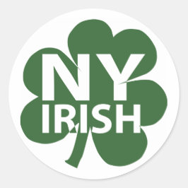 Pegatina Redonda Shamrock irlandés de Nueva York