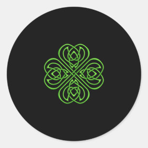 Pegatina Redonda Shamrock irlandés - Knotwork celta verde