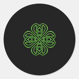 Pegatina Redonda Shamrock irlandés - Knotwork celta verde