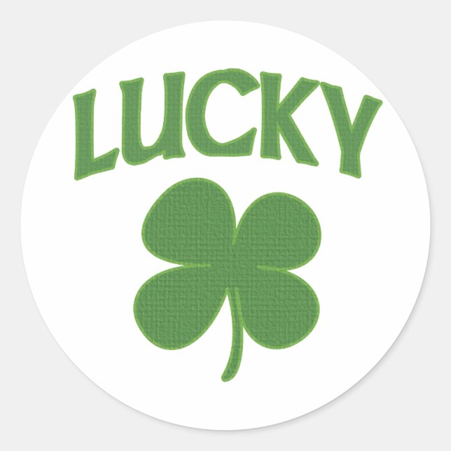 Pegatina Redonda Shamrock irlandés Lucky (Anverso)