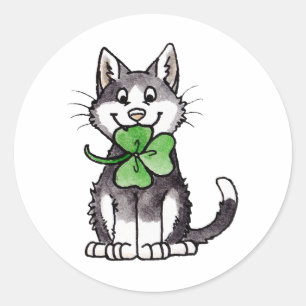 Pegatina Redonda Shamrock Kitty
