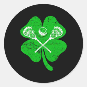 Pegatina Redonda Shamrock Lacrosse Deportivo Retro Irlandés Lover S