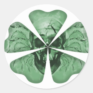 Pegatina Redonda Shamrock Skull