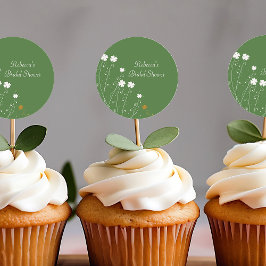 Pegatina Redonda Shamrock Wildflowers Bridal Shower Favor