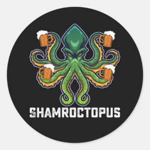 Pegatina Redonda Shamroctopus Octopus Lover St Patrick's Day
