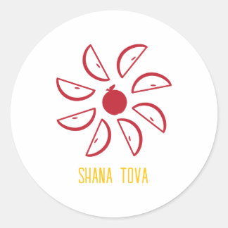 Pegatina Redonda Shana Tova con manzanas
