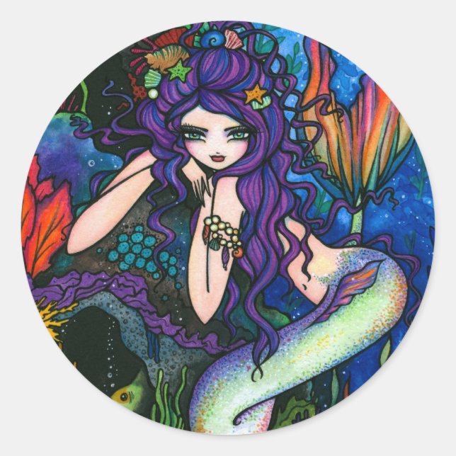 Pegatina Redonda "Shannon" Mermaid Fantasy Fairy (Anverso)
