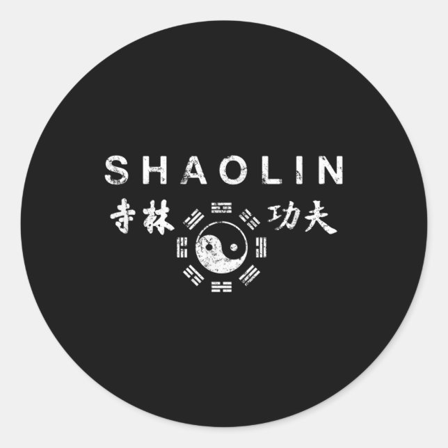 Pegatina Redonda Shaolin Kung Fu Artes Marciales Chinas (Anverso)