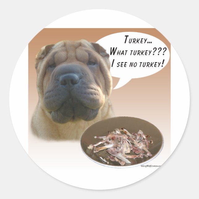 Pegatina Redonda Shar Pei Chino (Anverso)