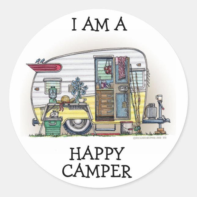 Pegatina Redonda Shasta Camper Trailer RV (Anverso)