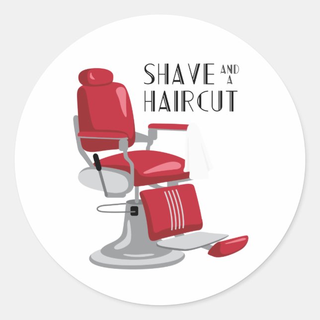 Pegatina Redonda Shave and Haircut (Anverso)