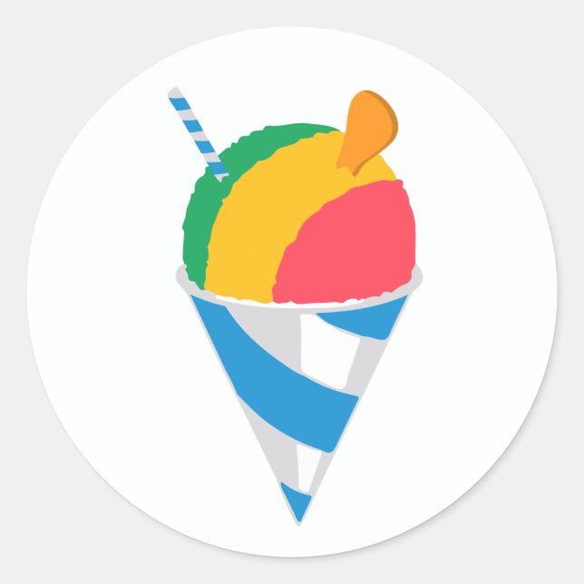 Pegatina Redonda Shave Ice Cone Rainbow (Anverso)