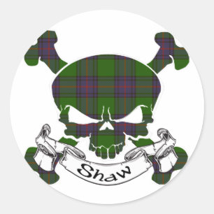 Pegatina Redonda Shaw Tartan Skull