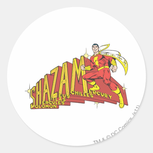 Pegatina Redonda Shazam Acronym (Anverso)