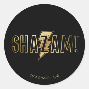 Pegatina Redonda ¡SHAZAM! logotipo del oro del