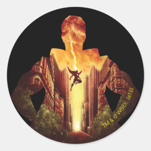 Pegatina Redonda ¡SHAZAM!   Shazam Sunset Silhouette