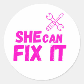 Pegatina Redonda She Can Fix It | Bold DIY Empowerment Sticker