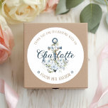 Pegatina Redonda She Found Her Anchor Nautical Bridal Shower<br><div class="desc">Add a personalized finishing touch to your celebration with this round bridal shower sticker. Featuring soft blue florals, a nautical anchor illustration, elegant coastal styling, and the bride-to-be’s name centered in an elegant cursive font. Perfect for favor bags, gift boxes or envelopes. A beautiful detail for nautical bridal showers, beach...</div>