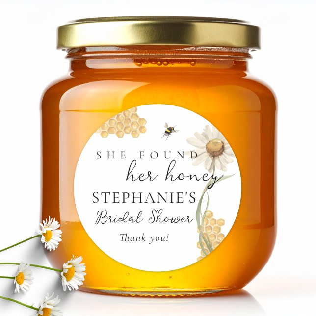 Pegatina Redonda She Found Her Honey Personalized Bridal Shower (Subido por el creador)