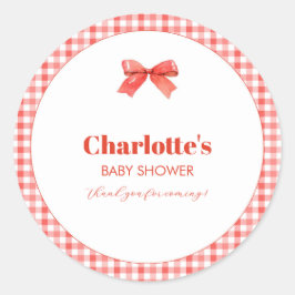 Pegatina Redonda She Is Ready to Pop Red Soda Pop Baby Shower