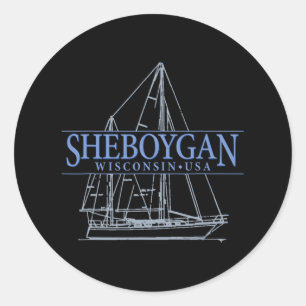 Pegatina Redonda Sheboygan Wisconsin Vela Vintage 
