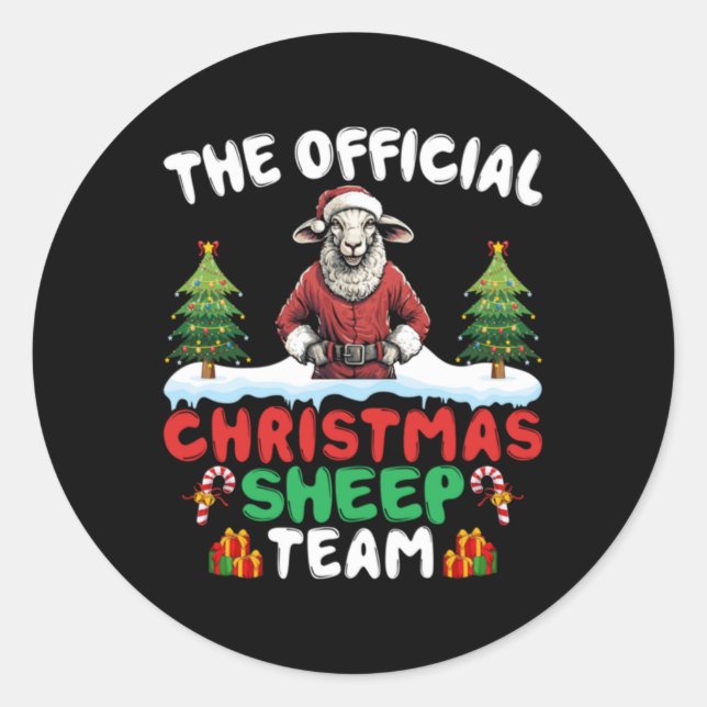 Pegatina Redonda Sheep Lover Xmas Lights Christmas Tree Christmas S (Anverso)