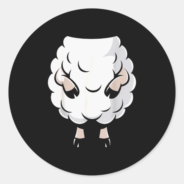 Pegatina Redonda Sheep Shirt Adult Kids Men Women Lamb Sheep Costum (Anverso)